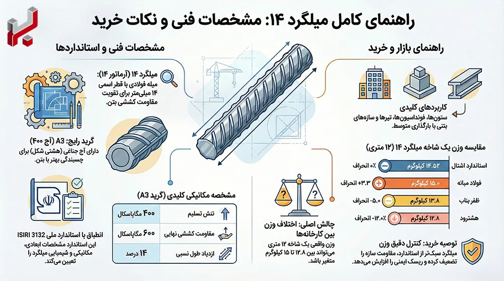 اینفوگرافیک راهنمای خرید میلگرد 14