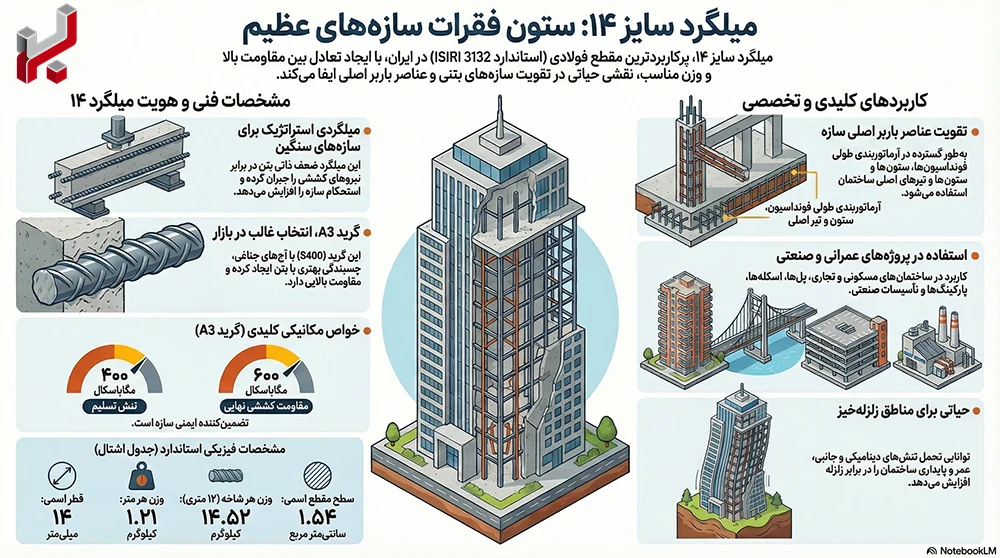 اینفوگرافیک کاربرد میلگرد 14